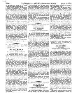 CONGRESSIONAL RECORD— Extensions of Remarks E746 HON