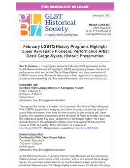 February LGBTQ History Programs Highlight Queer Aerospace Pioneers, Performance Artist Dazié Grego-Sykes, Historic Preservation