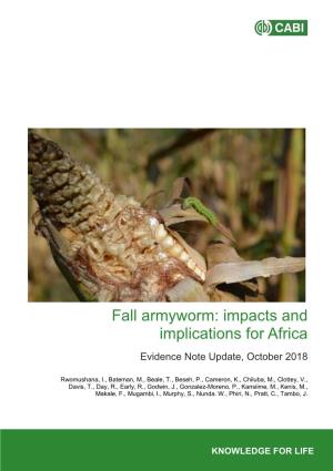 Fall Armyworm: Impacts and Implications for Africa Evidence Note Update, October 2018