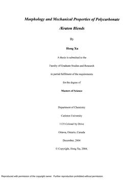 Morphology and Mechanical Properties of Polycarbonate /Kraton Blends