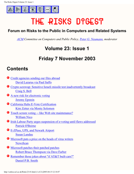RISKS Volume 23