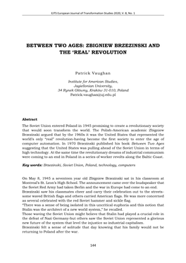 Zbigniew Brzezinski and the ‘Real’ Revolution