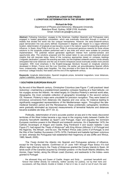 EUROPEAN LONGITUDE PRIZES I. LONGITUDE DETERMINATION in the SPANISH EMPIRE Richard De Grijs Department of Physics and Astronom