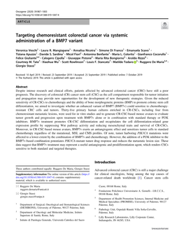 Targeting Chemoresistant Colorectal Cancer Via Systemic Administration of a BMP7 Variant