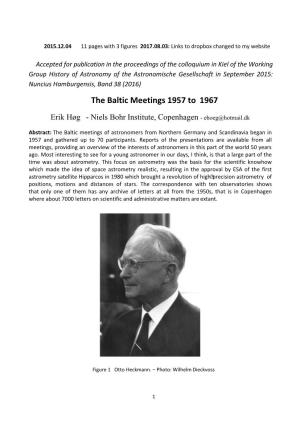 The Baltic Meetings 1957 to 1967