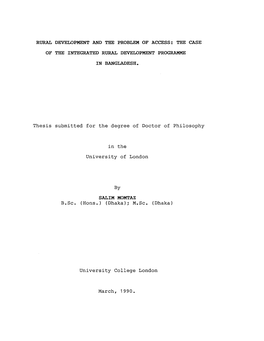 Rural Development and the Problem of Access: the Case of the Integrated Rural Development Programme