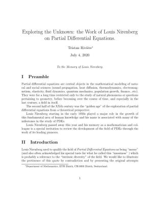 The Work of Louis Nirenberg on Partial Differential Equations