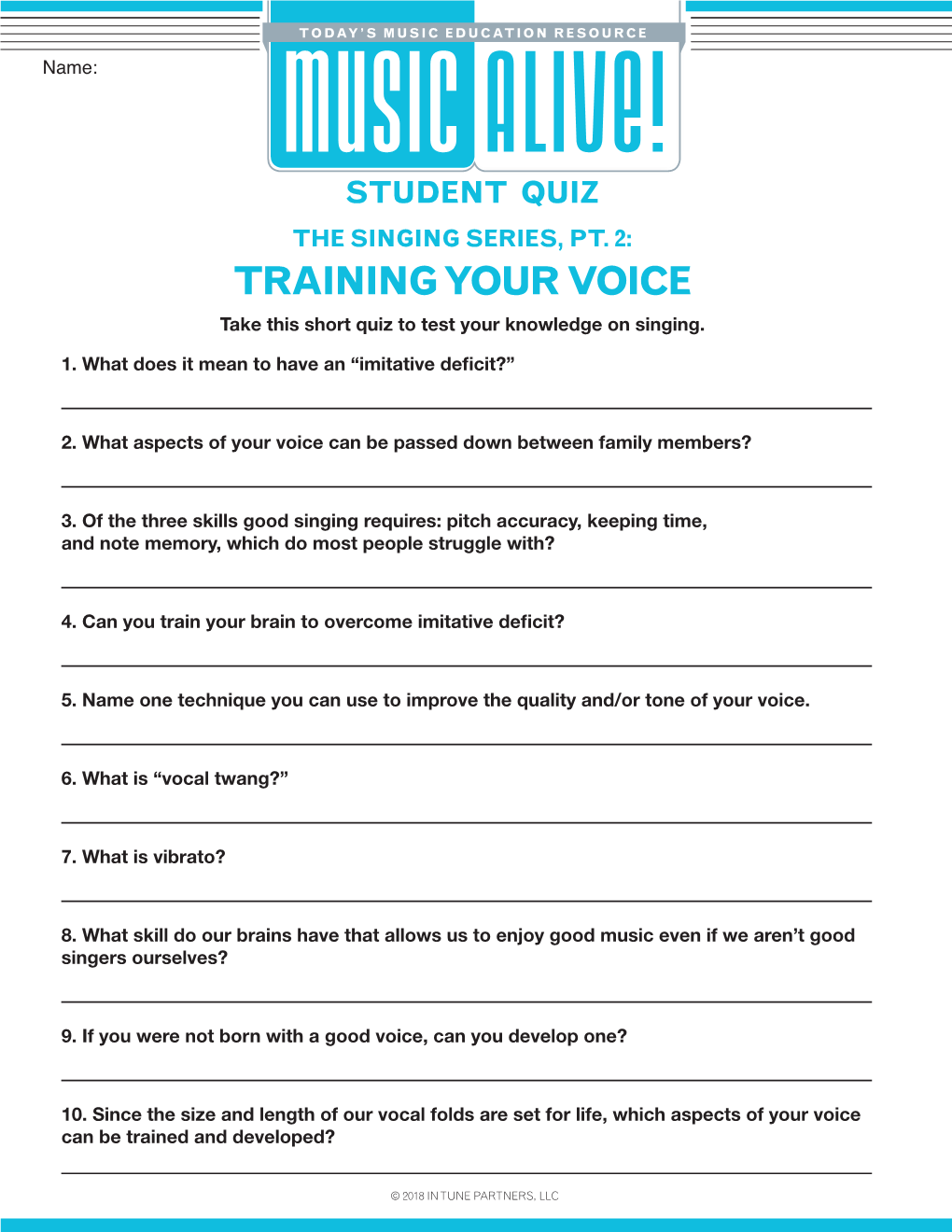 TRAINING YOUR VOICE Take This Short Quiz to Test Your Knowledge on Singing