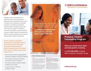 Prenatal Genetic Counseling Program Work and What Genetic Screening Can Help Reveal