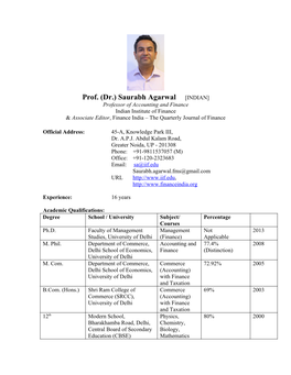 Prof. (Dr.) Saurabh Agarwal