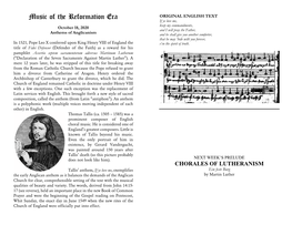 Music of the Reformation