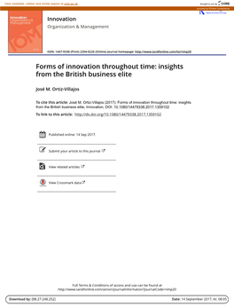 Forms of Innovation Throughout Time: Insights from the British Business Elite
