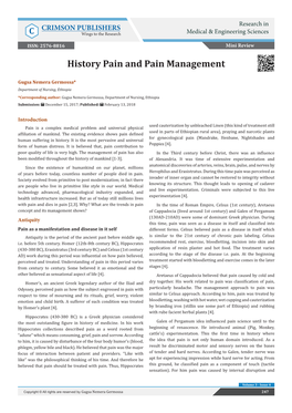 History Pain and Pain Management