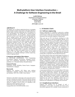 Multi-Platform User Interface Construction – a Challenge for Software Engineering-In-The-Small