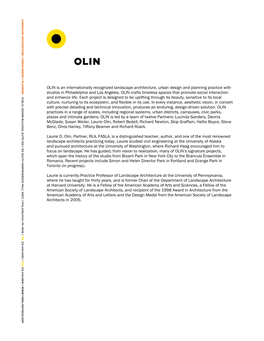 OLIN Is an Internationally Recognized Landscape Architecture, Urban Design and Planning Practice with Studios in Philadelphia and Los Angeles