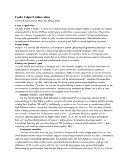 Cooke Triplet Optimization Neelesh Ramachandran, Shijie Gu, Qingze Guan