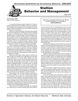 Stallion Behavior and Management May 2018