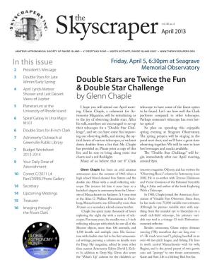 Double Stars Are Twice the Fun & Double Star Challenge by Glenn Chaple the in This Issue