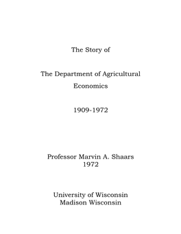The Story of the Department of Agricultural Economics