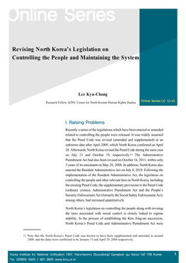 Revising North Korea's Legislation on Controlling the People and Maintaining the System