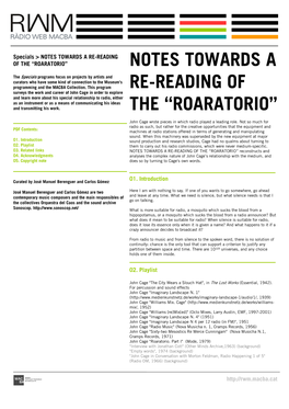 Roaratorio” Notes Towards A