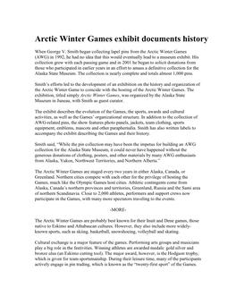 Arctic Winter Games Exhibit Documents History