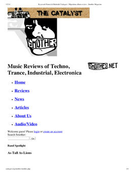 Music Reviews of Techno, Trance, Industrial, Electronica