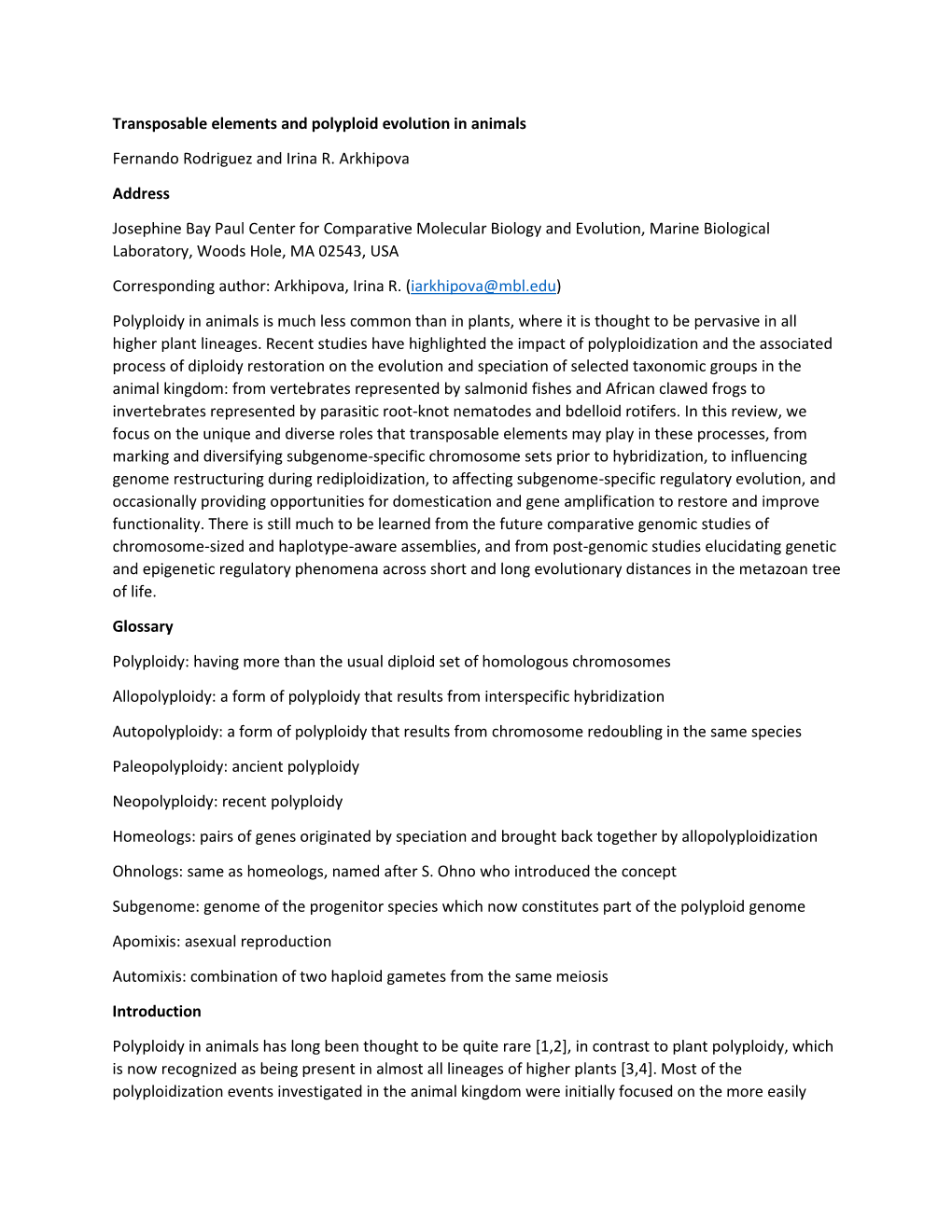 Transposable Elements in Polyploid Evolution Final.Pdf