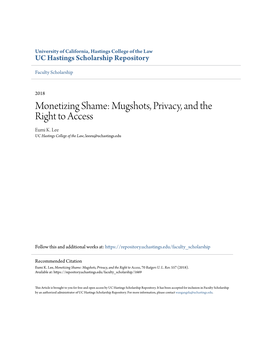 Mugshots, Privacy, and the Right to Access Eumi K