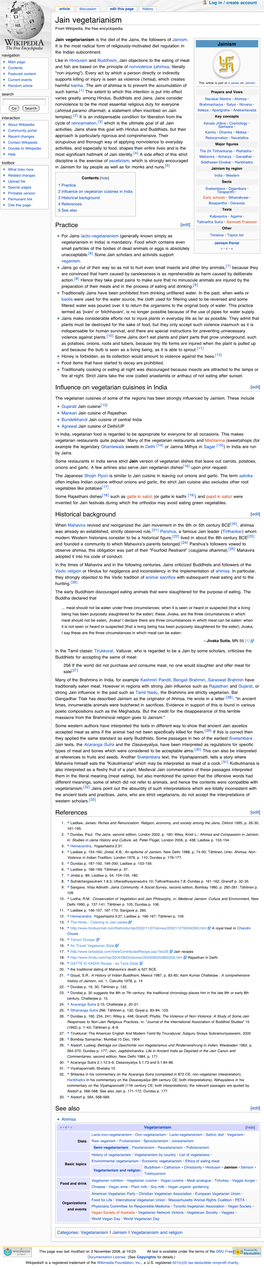 Jain Vegetarianism from Wikipedia, the Free Encyclopedia
