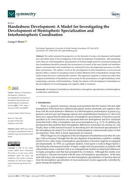 Handedness Development: a Model for Investigating the Development of Hemispheric Specialization and Interhemispheric Coordination