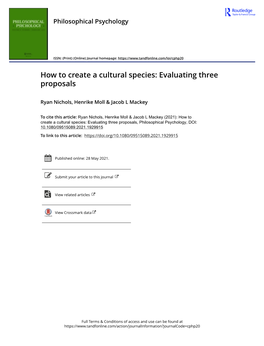 How to Create a Cultural Species: Evaluating Three Proposals