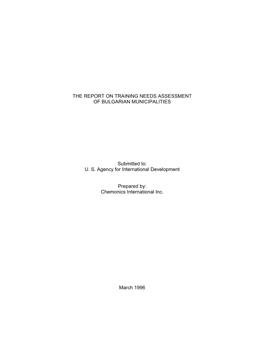 The Report on Training Needs Assessment of Bulgarian Municipalities