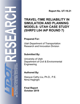 UT-19.21 Travel Time Reliability SHRP2