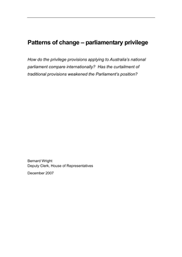 Parliamentary Privilege