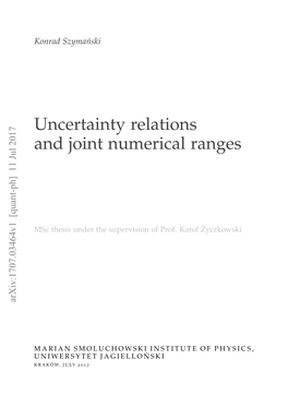 Uncertainty Relations and Joint Numerical Ranges