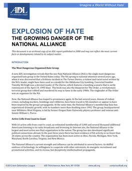 Explosion of Hate the Growing Danger of The