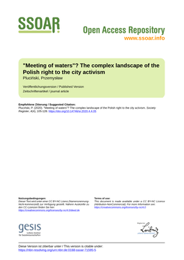 The Complex Landscape of the Polish Right to the City Activism Pluciński, Przemysław