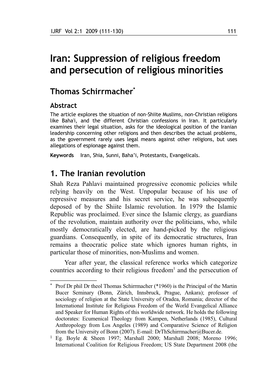 Iran: Suppression of Religious Freedom and Persecution of Religious Minorities