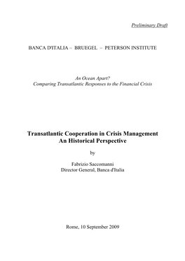 Transatlantic Cooperation in Crisis Management an Historical Perspective