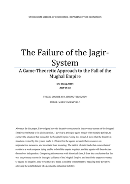 The Failure of the Jagir-System of Revenue Collection 22