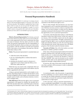 Personal Representative Handbook