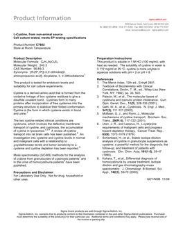 L-Cystine, from Non-Animal Source Cell Culture Tested, Meets EP Testing Specifications