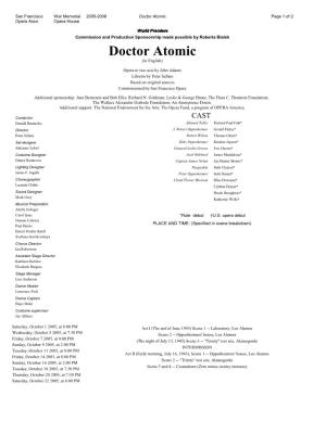 Doctor Atomic Page 1 of 2 Opera Assn