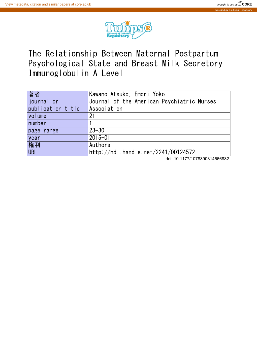 The Relationship Between Maternal Postpartum Psychological State and Breast Milk Secretory Immunoglobulin a Level