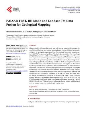 PALSAR-FBS L-HH Mode and Landsat-TM Data Fusion for Geological Mapping