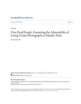 Examining the Admissibility of Living-Victim Photographs in Murder Trials Susanna Rychlak
