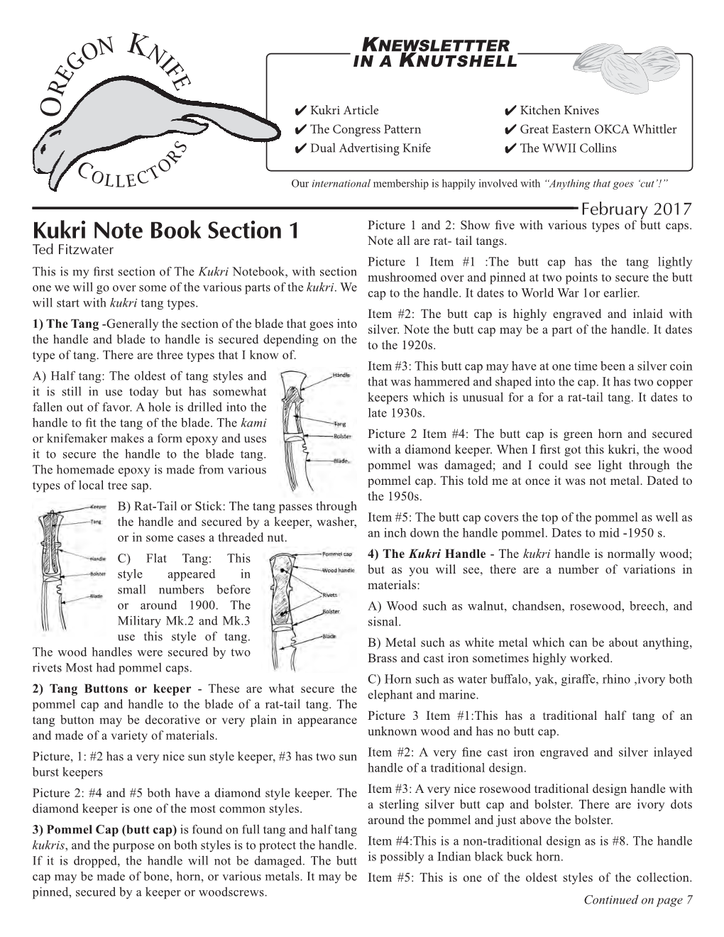 Kukri Note Book Section 1 Note All Are Rat- Tail Tangs