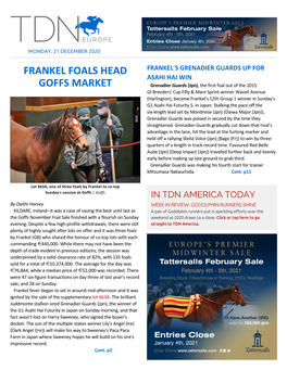 Frankel Foals Head Goffs Market Cont