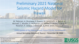 Preliminary 2021 National Seismic Hazard Model for Hawaii
